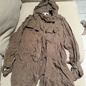 Green Hooded Jacket with Drawstring